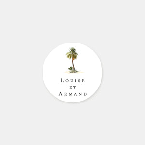 Stickers personnalisés mariage plage tropicale aquarelle
