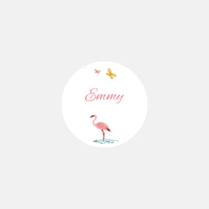 Stickers personnalisés naissance jungle flamant rose