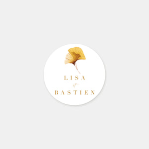 Personalisierte Hochzeitsaufkleber Ginkgo Biloba Aquarell