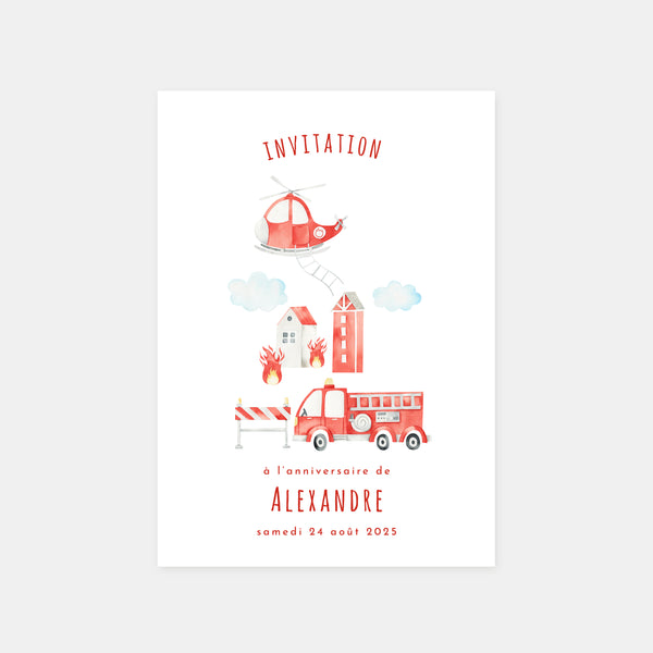Firefighter birthday invitation