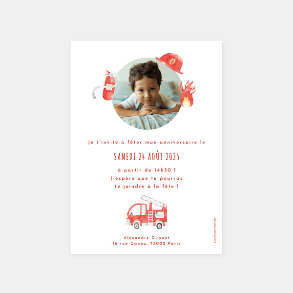 Firefighter birthday invitation