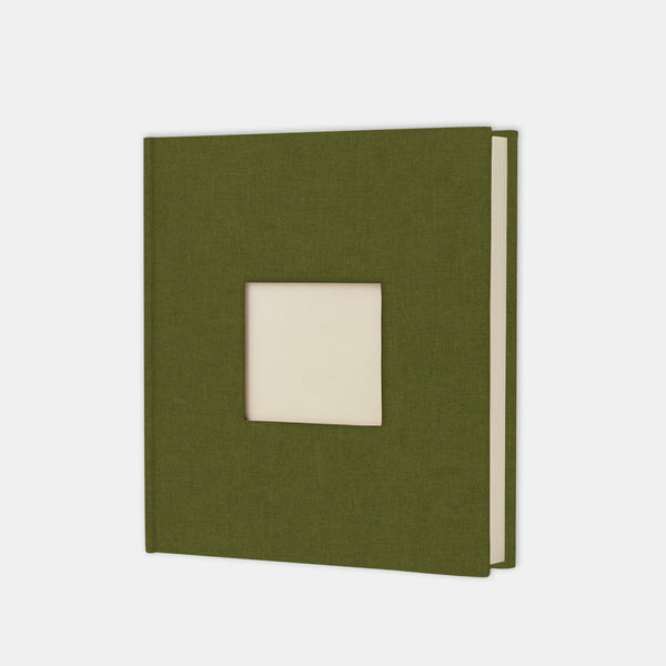 Fotoalbum quadratisch 30x30 Leinen oliv innen cremefarben