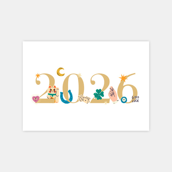 Illustrated numbers Luck greeting card