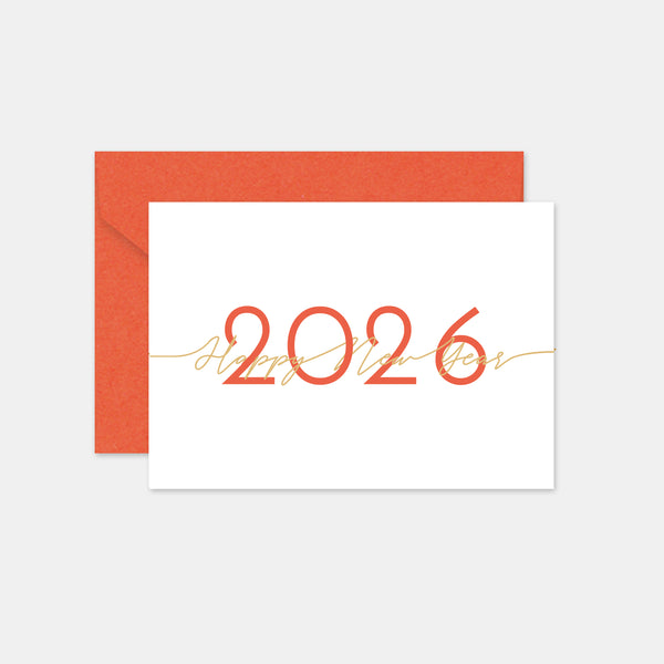 Carte de voeux personnalisée Happy new year calligraphie