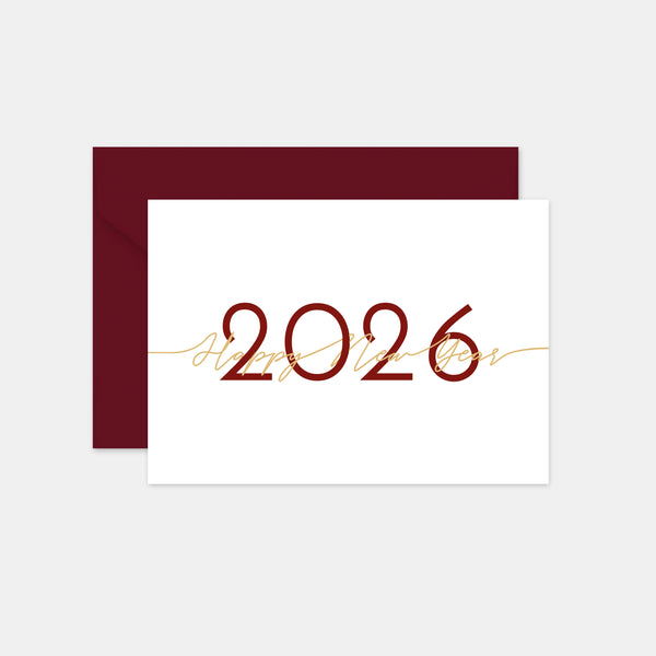 Carte de voeux personnalisée Happy new year calligraphie
