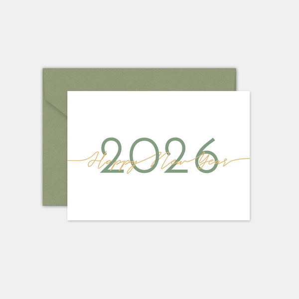 Carte de voeux personnalisée Happy new year calligraphie