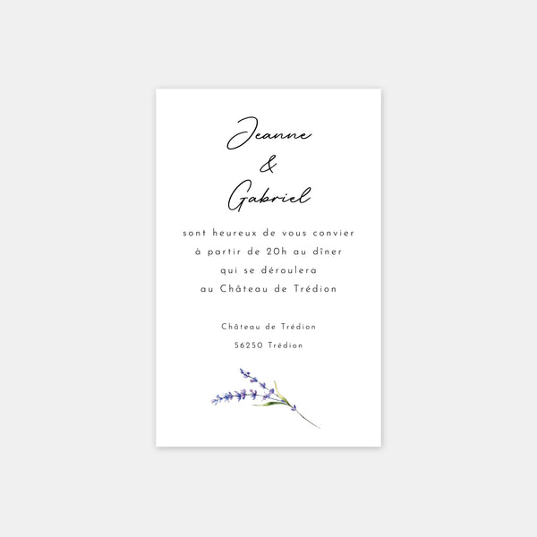 Carton invitation de mariage brin de lavande