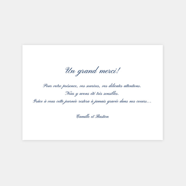 Carton remerciement mariage classique