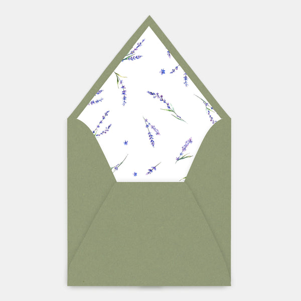 Lavender sprig envelope lining