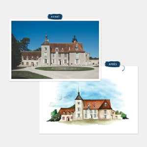 Custom wedding venue watercolor