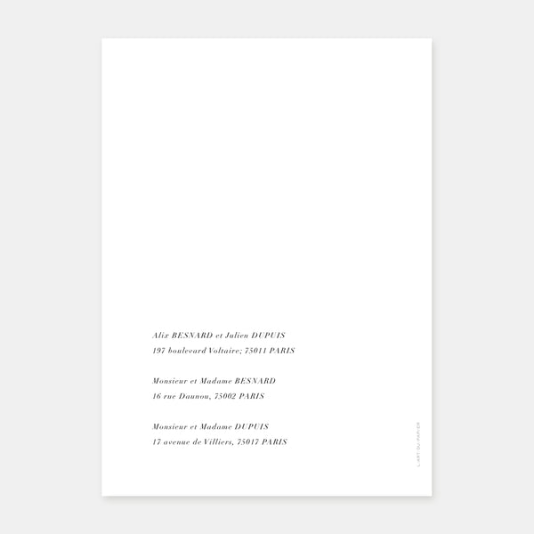Faire-part de mariage moderne discrétion