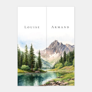Faire-part de mariage montagne été aquarelle