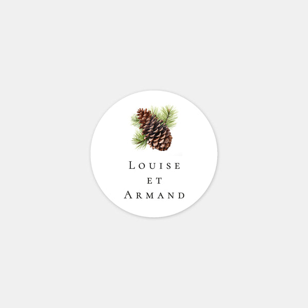 Personalized watercolor mountain wedding stickers
