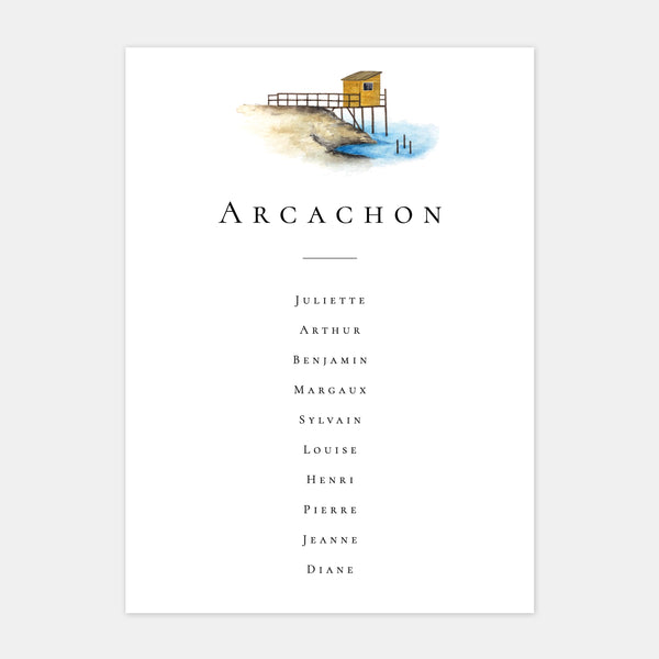 Plan de table de mariage bassin aquarelle - 5ex