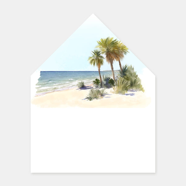 Aquarell-Tropen-Strand-Umschlageinlage – 50 Stück