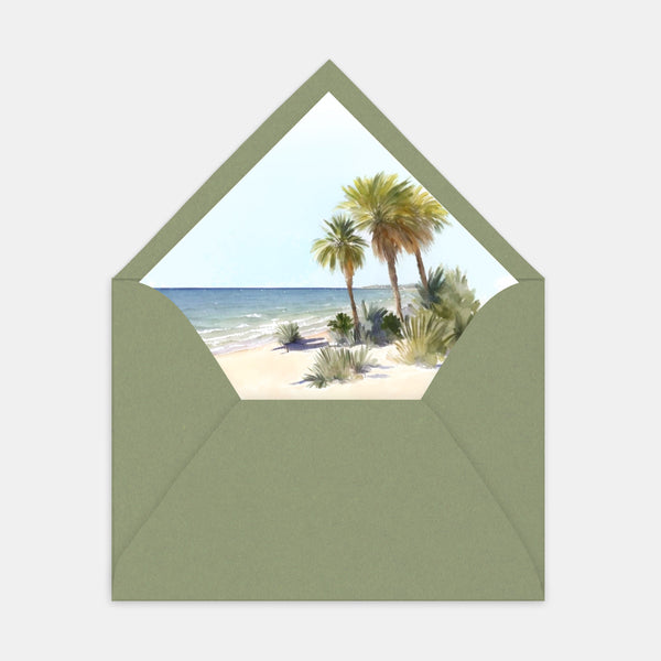 Aquarell-Tropen-Strand-Umschlageinlage – 50 Stück