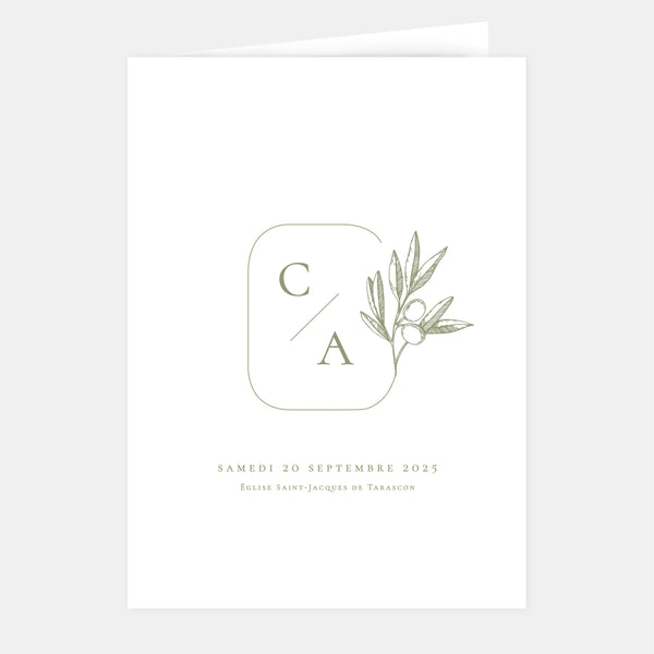 Olive branch wedding booklet