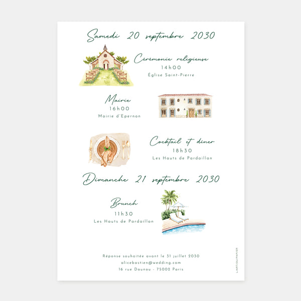 Faire-part de mariage jardin aquarelle