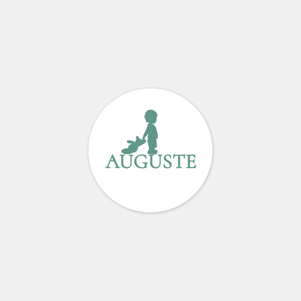 Personalisierte Geburtsaufkleber Silhouette Junge