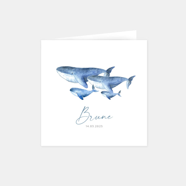 Faire-part naissance famille baleine