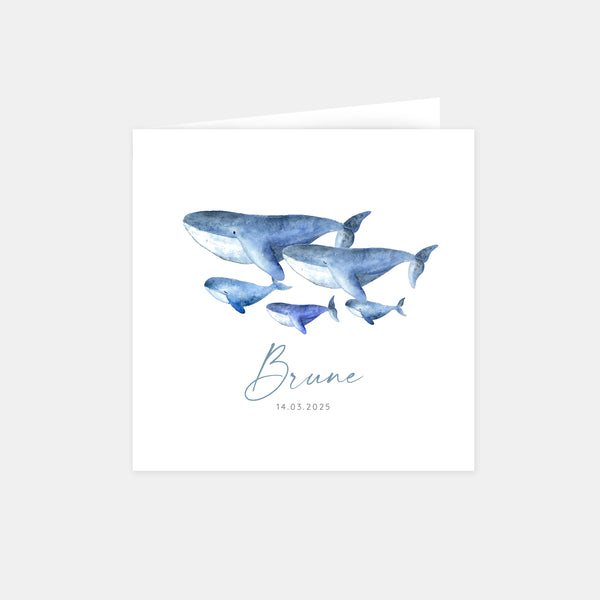 Faire-part naissance famille baleine