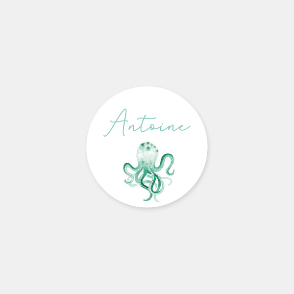 Stickers personnalisés naissance petite pieuvre