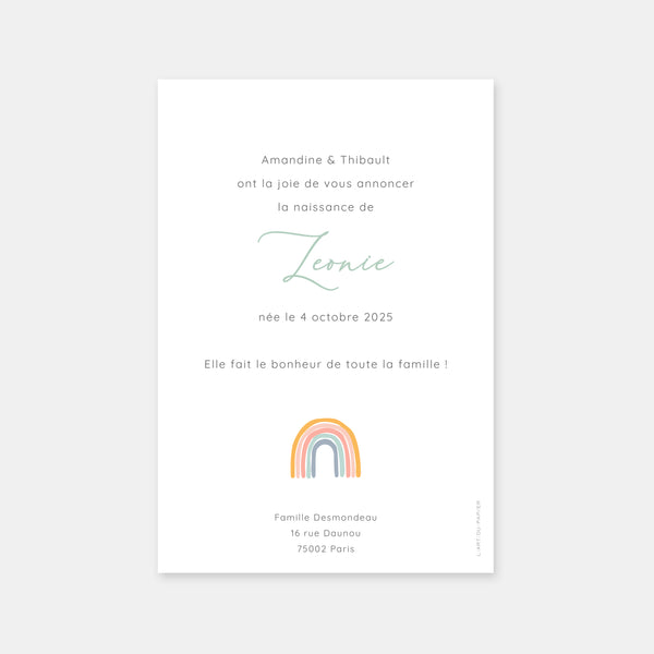 Rainbow birth announcement
