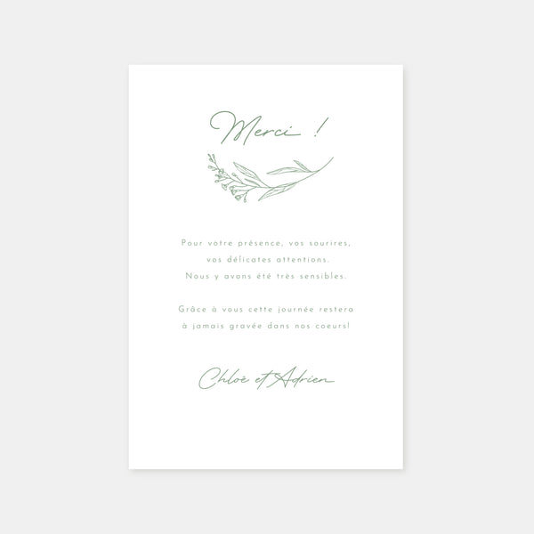 Carton remerciement mariage champêtre chic