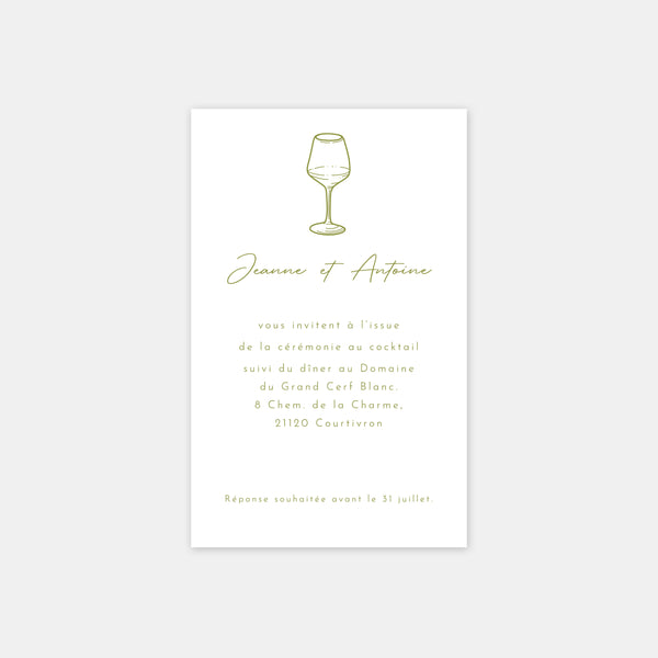Carton invitation de mariage gravure vignoble