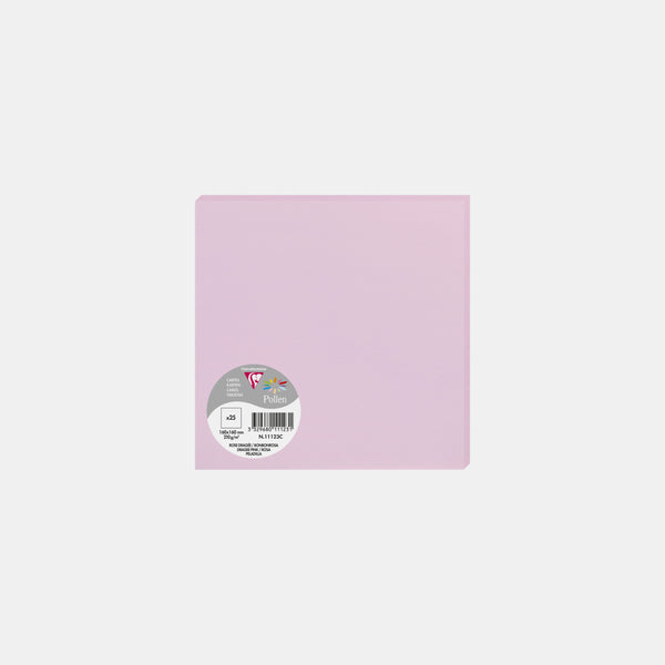 Carte 160x160 velin 210g rose dragée Pollen
