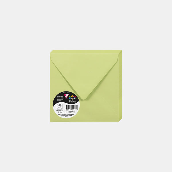 Enveloppe 140x140 velin 120g vert bourgeon Pollen