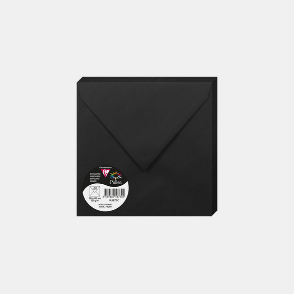 Enveloppe 165x165 velin 120g noir Pollen