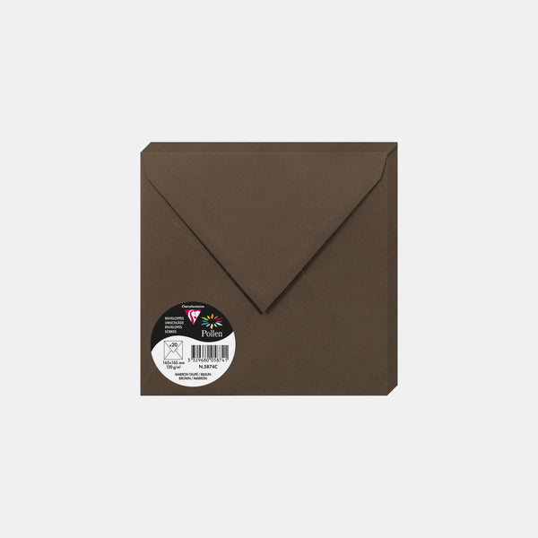 Enveloppe 165x165 velin 120g marron taupé Pollen