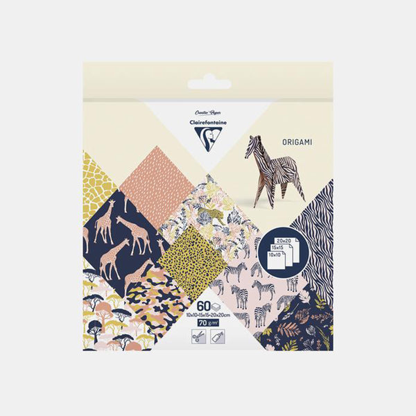 Origami paper 3 sizes - Safari - 60 sheets