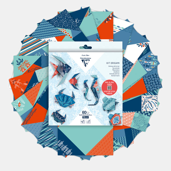 Kit Origami - Décor animaux marins - 60 feuilles 3 tailles