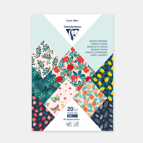 A4 leaf block with fruity garden motifs 