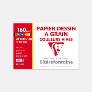 Pochette papier pour dessin couleur vives 160g - A4