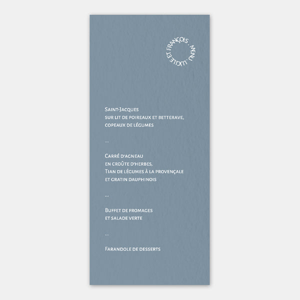 Modernes Kreis-Hochzeitsmenü