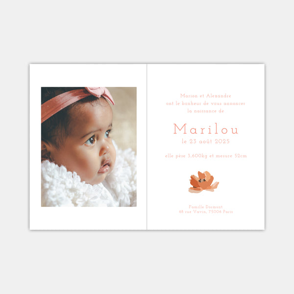 Birth announcement my first flowers