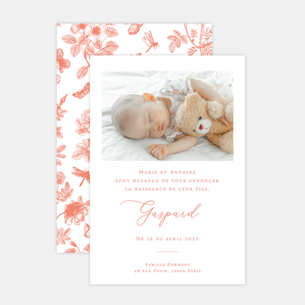 Toile de Jouy birth announcement