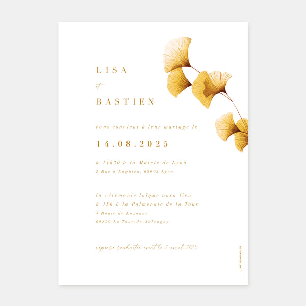 Hochzeitseinladung Ginko biloba Aquarell