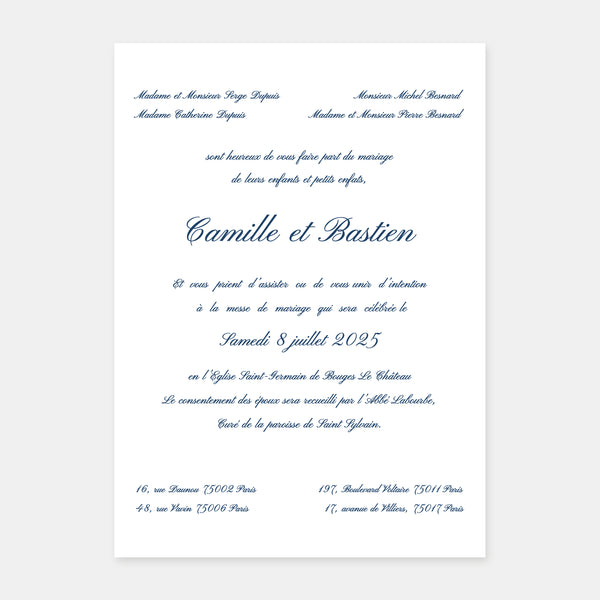Klassische Aquarell-Einladung zur kirchlichen Hochzeit