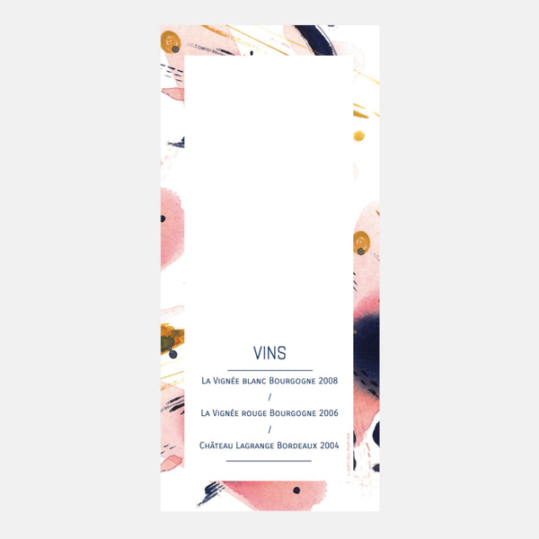 Menu de Mariage Arty