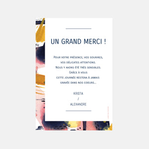 Carton remerciement mariage arty
