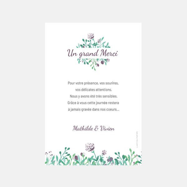 Carton remerciement mariage losange aquarelle