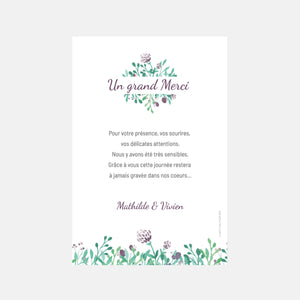 Carton remerciement mariage losange aquarelle