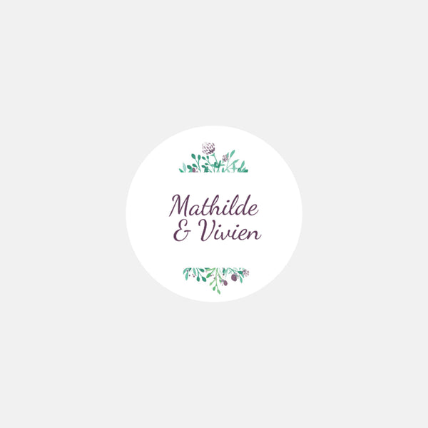 Personalized wedding stickers Diamond Watercolor