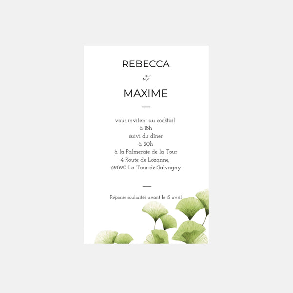 Wedding invitation card Transparency Ginkgo