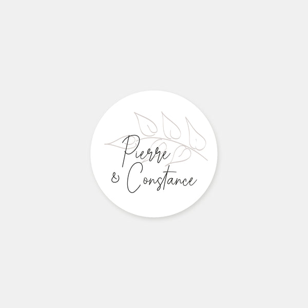 Custom wedding stickers foliage sketch