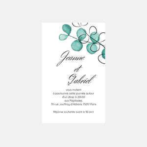 Carton invitation de mariage Eucalyptus Aquarelle
